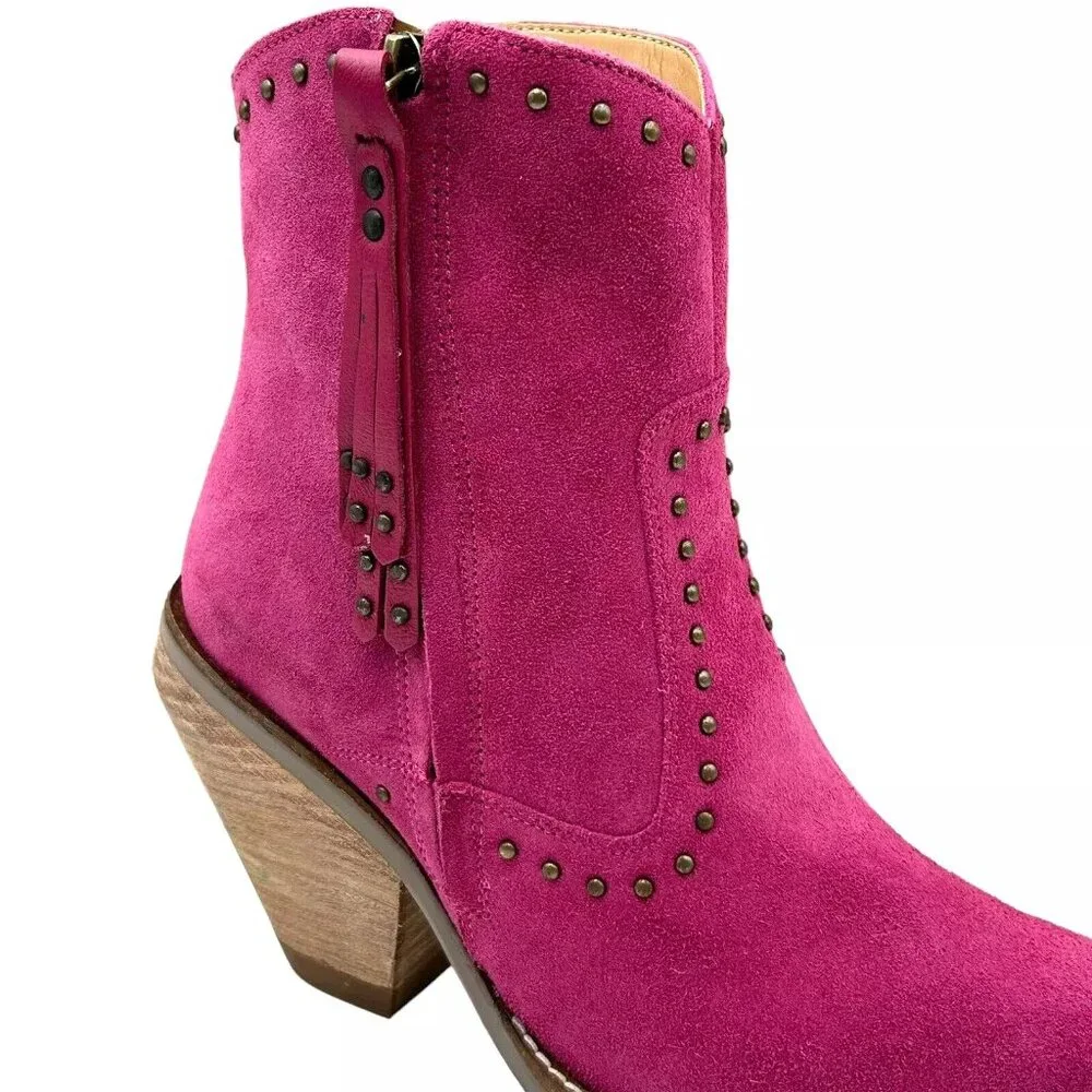 Dingo Classy N Sassy Women's Western Boot Size 8.5 Fuchsia Suede Upper Side Zip - Picture 3 of 13